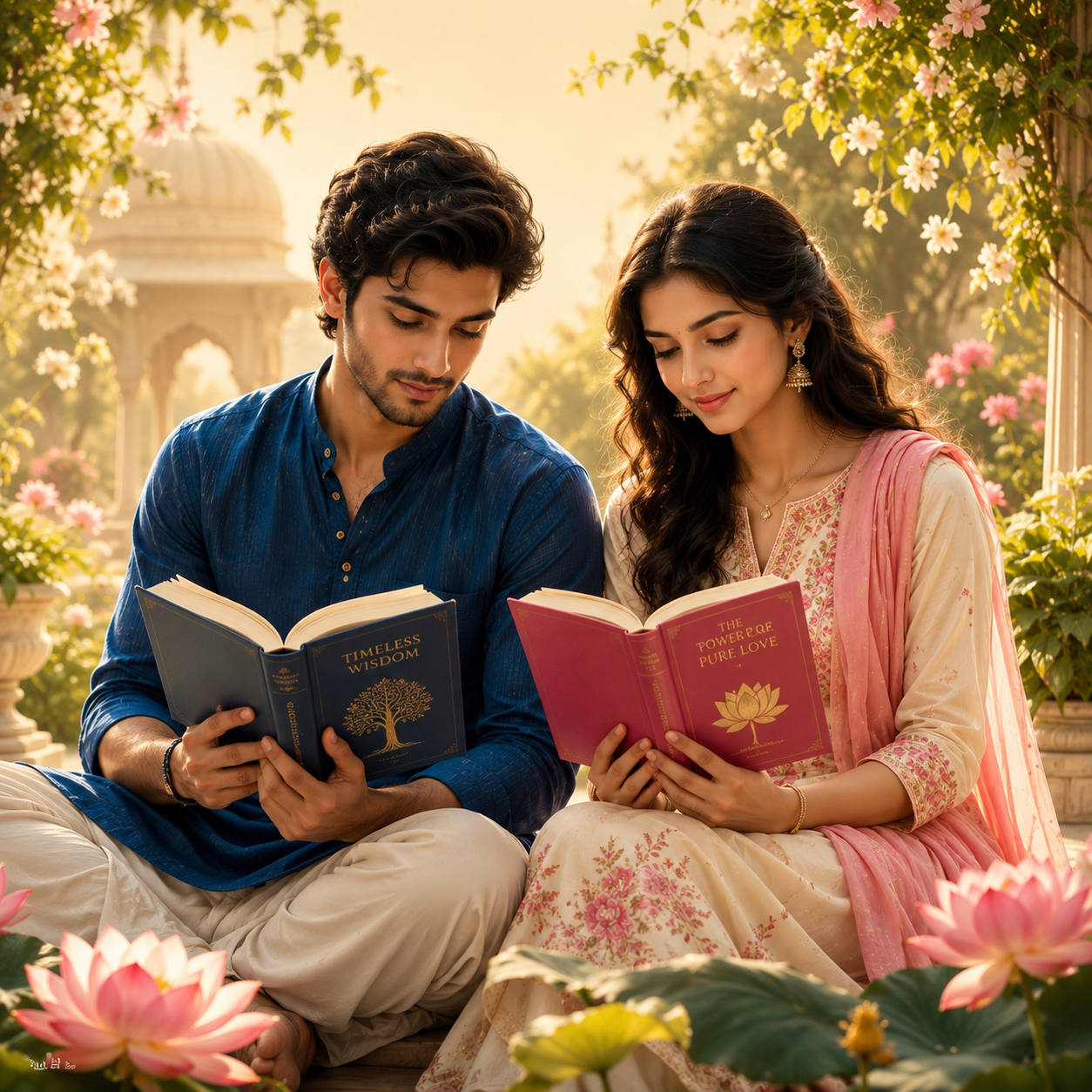 Young people reading books about Pure Love, meaningful relationships and timeless values