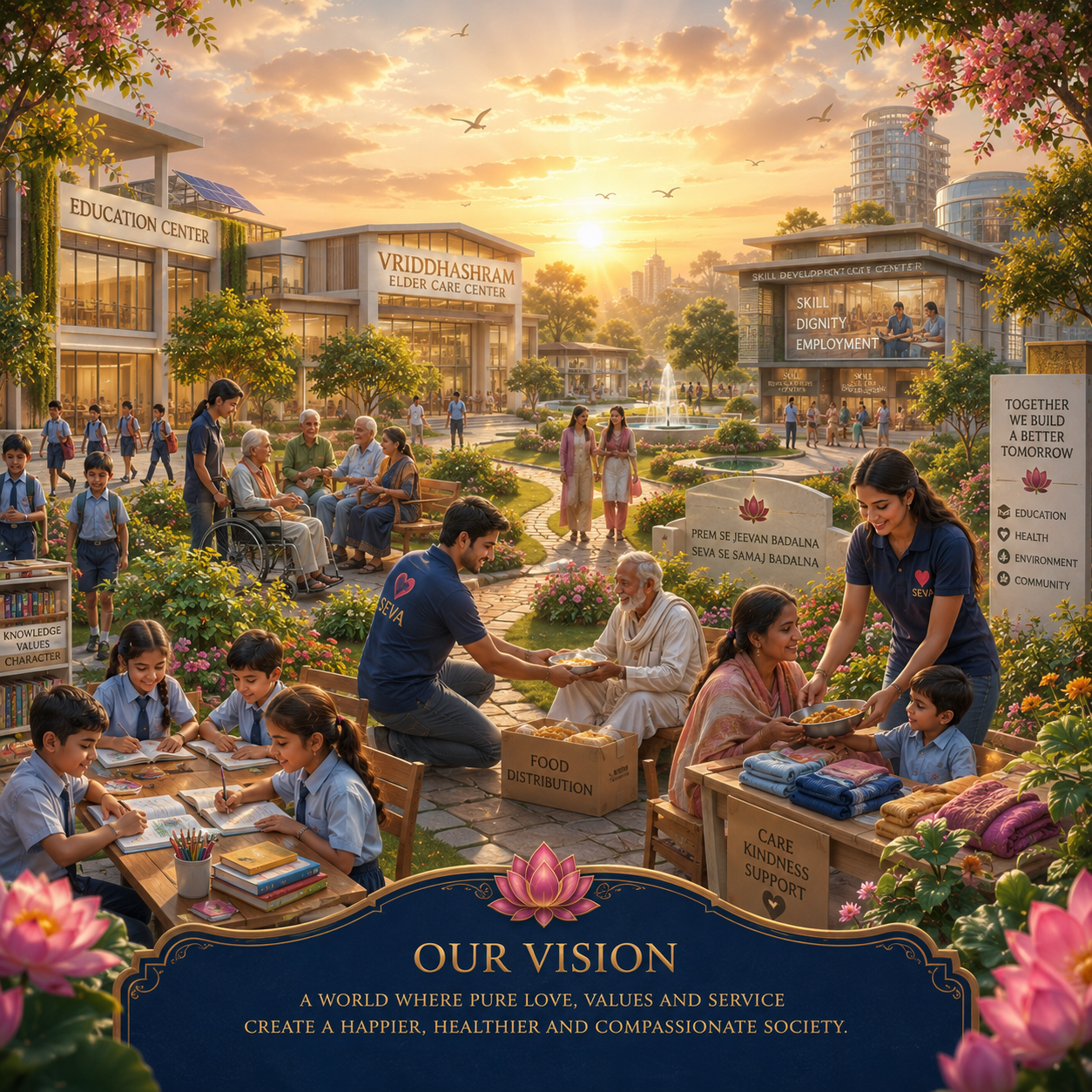 Future educational campus, elderly care centre and social service community inspired by Pure Love and human values